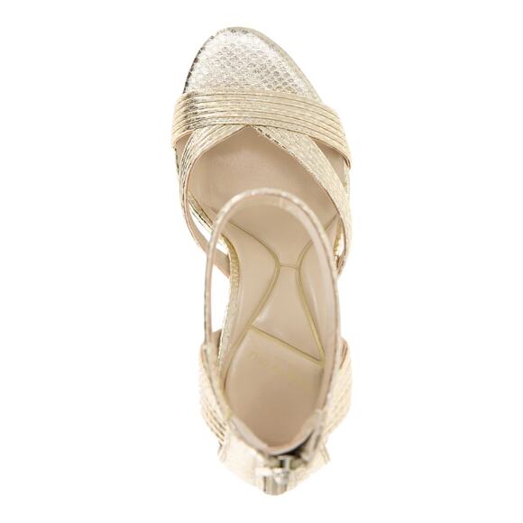 Kenneth Cole Women's Nadine Strappy Platform Sandals Gold Snake Size 8 - Picture 4 of 5